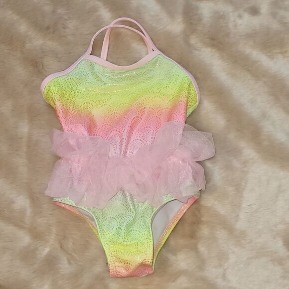 WONDER NATION PASTEL RAINBOW ONE-PIECE SWIMSUIT, SIZE 2T - Picture 1 of 8